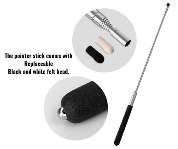 Telescopic Pointer Stick with Hand Lanyard,Teacher Pointer for Classroom,Presentation Pointers for Teachers,Hand Pointer Extendable Pointer Retractable Pointer Multipurpose Office Home (Black) - Image 2