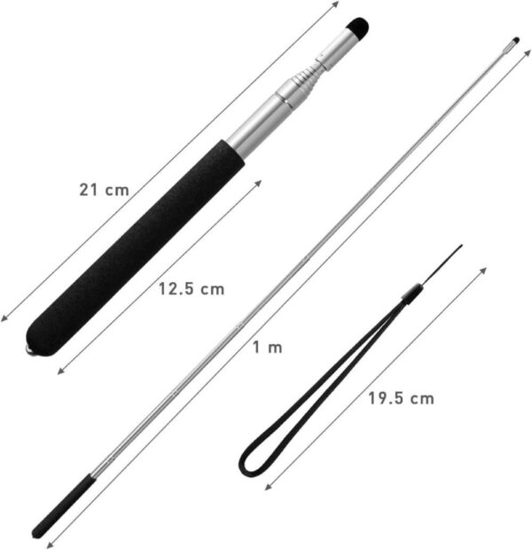 Telescopic Pointer Stick with Hand Lanyard,Teacher Pointer for Classroom,Presentation Pointers for Teachers,Hand Pointer Extendable Pointer Retractable Pointer Multipurpose Office Home (Black) - Image 4