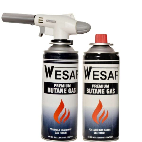 Flyworld Automatic Camping Gas Torch Blowtorch Welding Flame Gun Food Gun Butane Gun Torch with 2 Butane Canister.