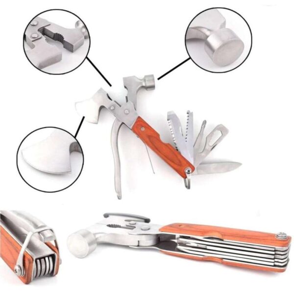 Flyworld Multi-tool Axe Hammer, Upgraded 14 in 1 Portable Hatchet Tool, Camping Survival Gear Kit Outdoor Hiking, Car Emergency Escape with Plier,Bottle Opener etc. - Image 3