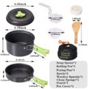 Flyworld 8 Pcs Camping Cooking Set，Camping Accessories for Outdoor，Camping Utensils with Carry Bag，Camping Bowl Pot Pan Set