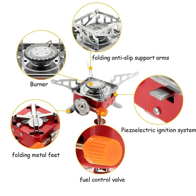 flyworld Camping Stainless Steel Gas Stove Ultra Light Folding Furnace Outdoor Metal Camping Gas Stove Picnic Cooking Gas Burners Folding Stove With Storage Bag (Multi) - Image 3