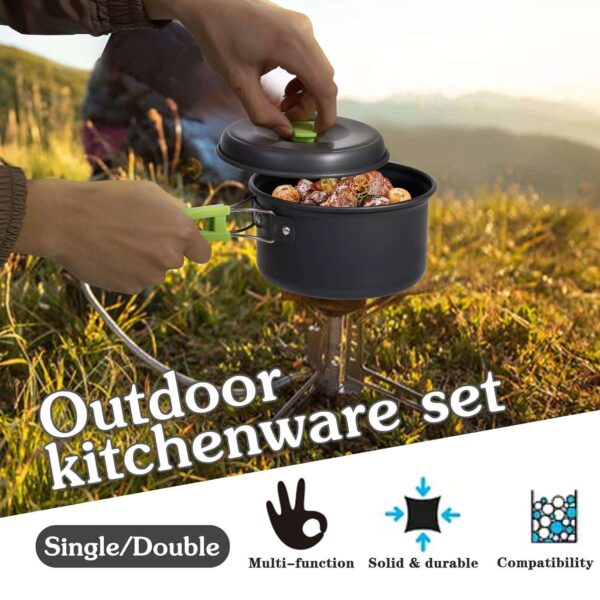 Flyworld 8 Pcs Camping Cooking Set，Camping Accessories for Outdoor，Camping Utensils with Carry Bag，Camping Bowl Pot Pan Set - Image 5