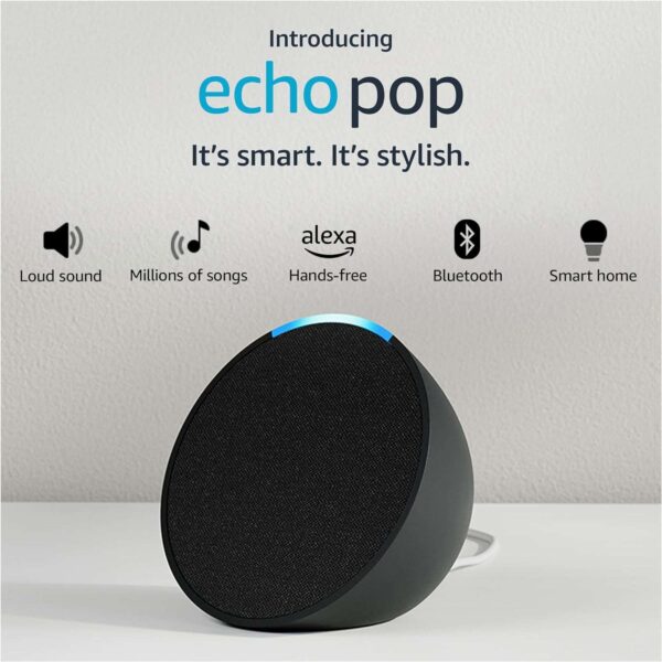 Introducing Echo Pop (2023 release)| Smart speaker with Alexa and Bluetooth| Loud sound, balanced bass, crisp vocals| Black - Image 5