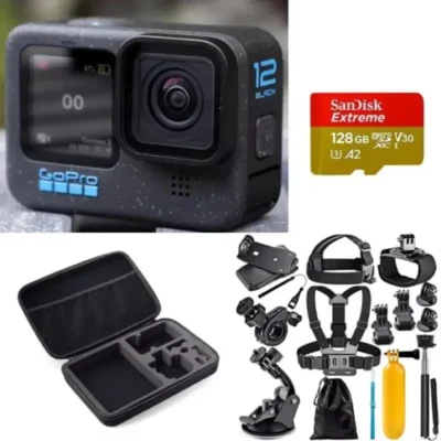 Gopro Hero 12 Travel Bundle Kit (Carry Case + 15 in 1 Accessories Kit + Memory Card)