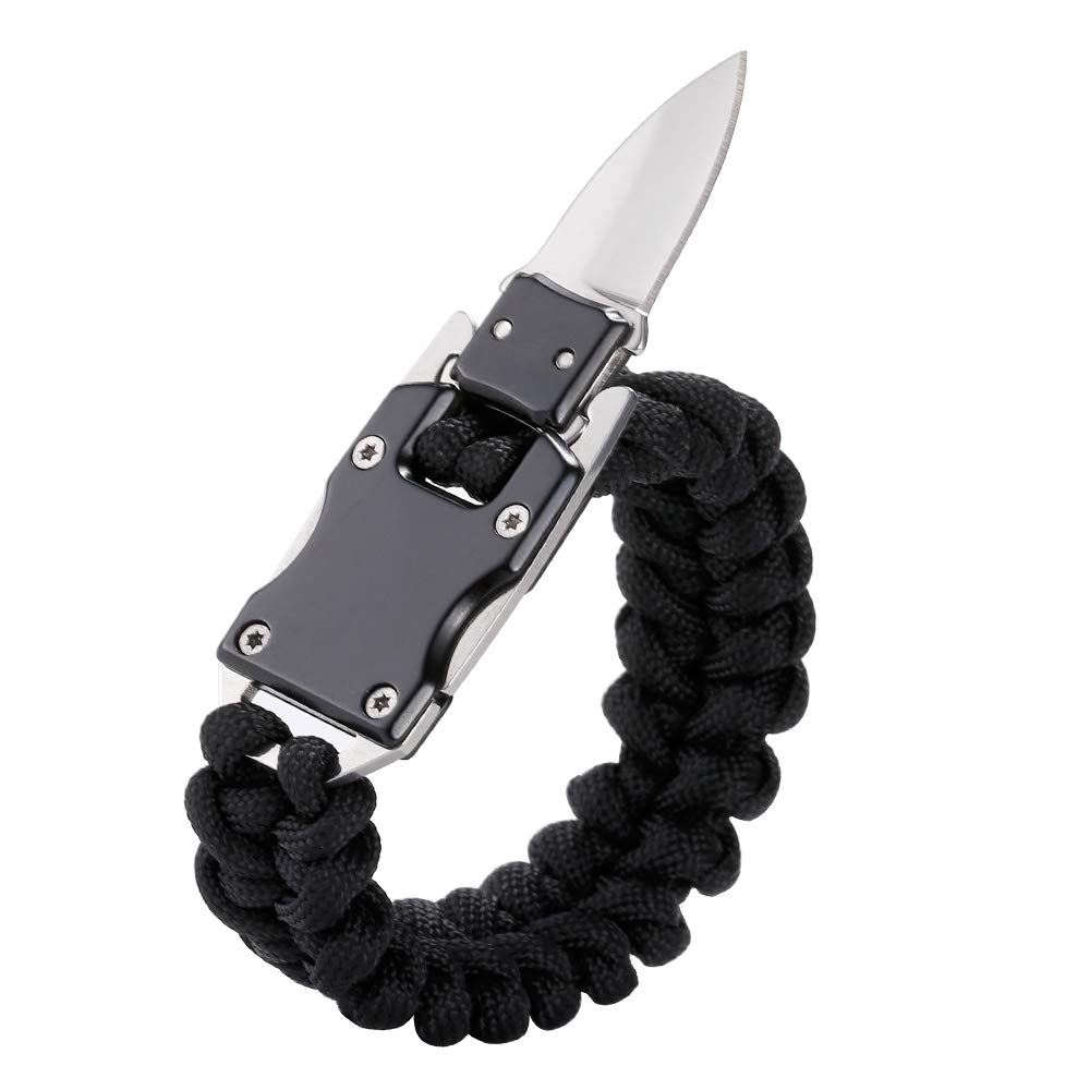 Flyworld Multifunction Stylish Black Survival Paracord Bracelet
