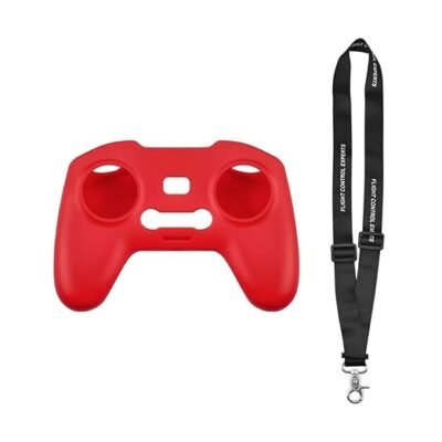 Silicone Cover & Neck Strap Lanyard for DJI FPV/Avata/Avata 2 Remote Controller 2 & 3 Accessories (Red/Black)