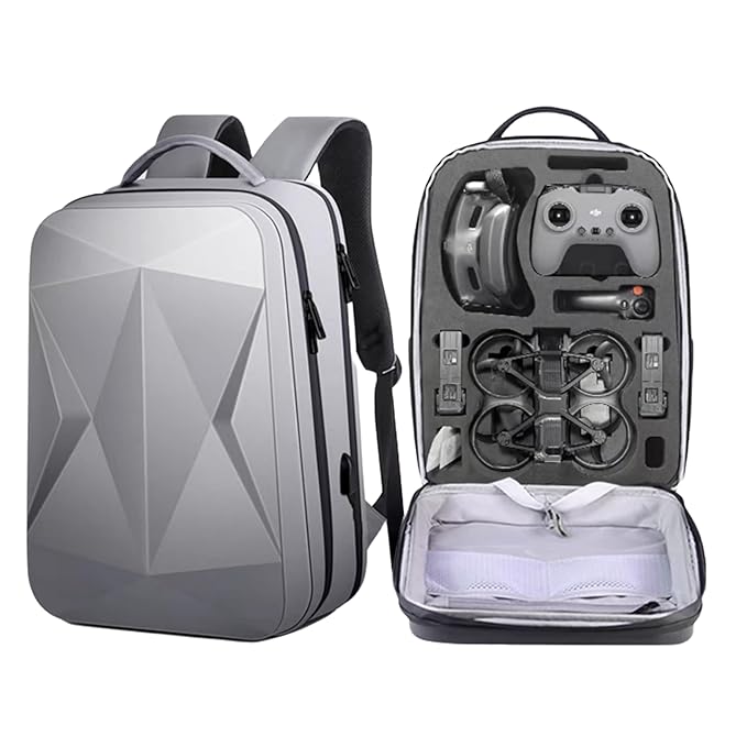Carrying Case Bag For Dji Avata & Accessories with Safety Belt & EVA Foam Hard Shell Waterproof Backpack(Black/Grey) - Image 2