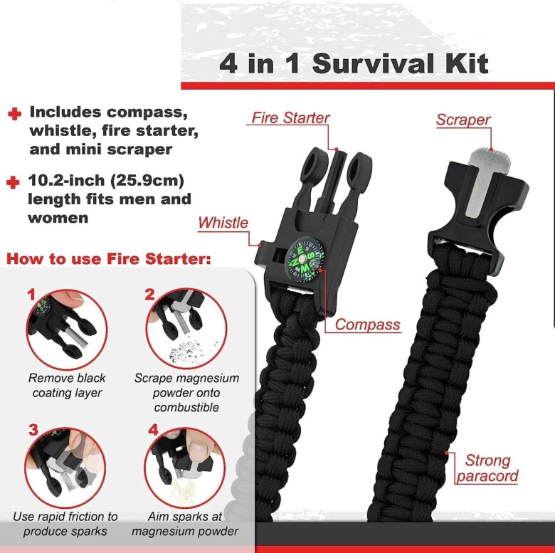 Flyworld Black Survival Paracord Bracelet - Image 6