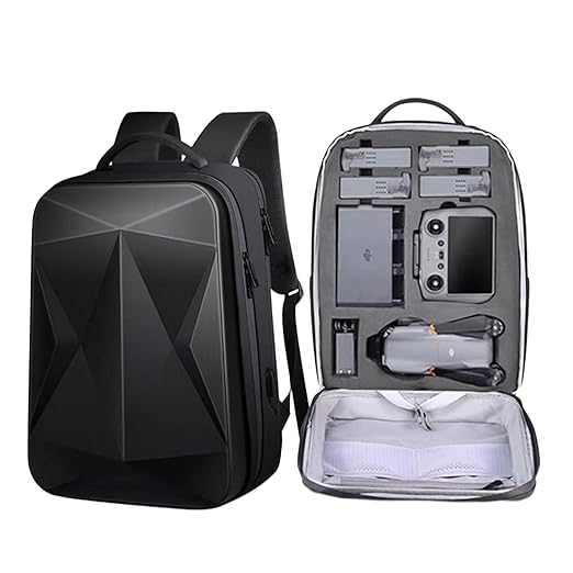 Multipupose Carrying Case Bag for DJI Air 3/ 3S & Accessories Storage Hard Waterproof Backpack with Safety Belt & EVA Foam (for Air 3/ 3S, Black)