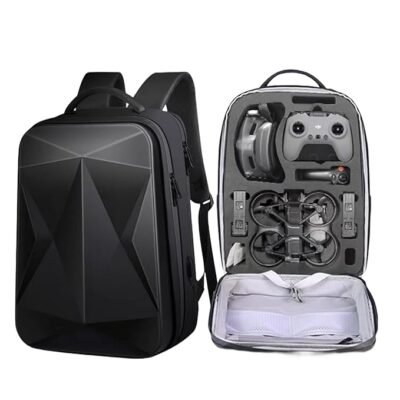 Carrying Case Bag For Dji Avata & Accessories with Safety Belt & EVA Foam Hard Shell Waterproof Backpack(Black/Grey)