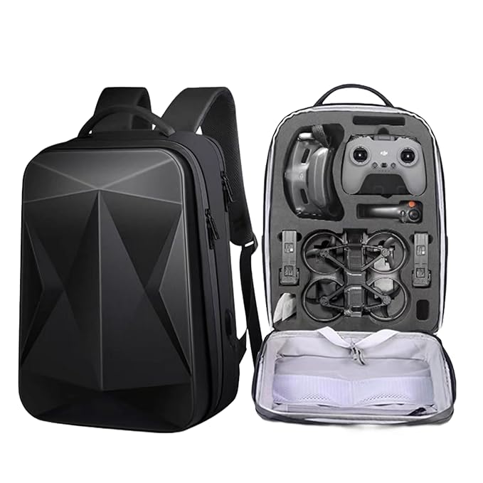 Carrying Case Bag For Dji Avata & Accessories with Safety Belt & EVA Foam Hard Shell Waterproof Backpack(Black/Grey)