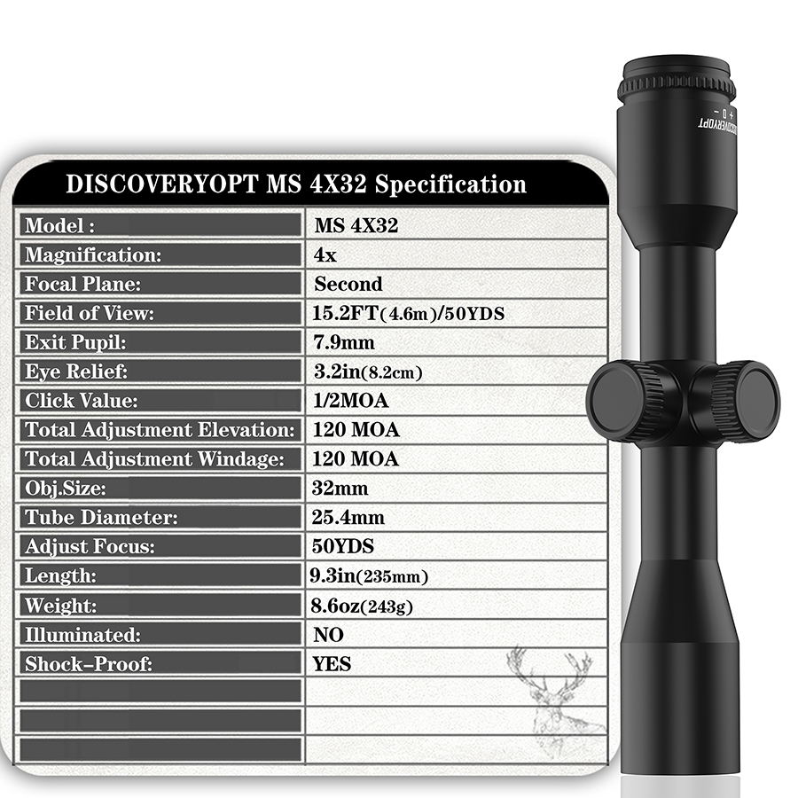 4x Rifle Scope Discovery MS 4x32 - Image 7