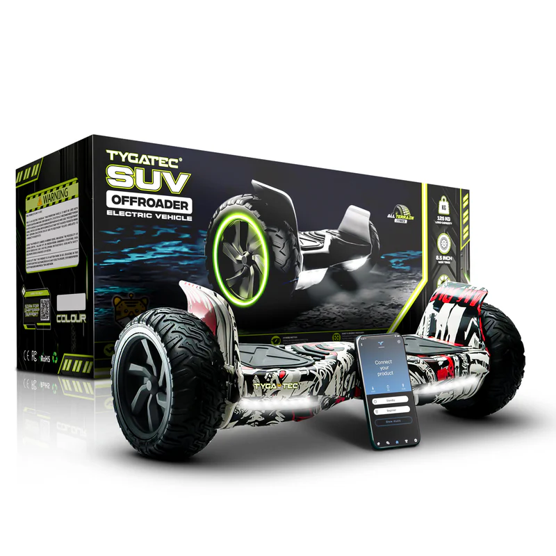 TYGATEC T6 Plus Off-Road SUV Hoverboard App Connectivity (White Multi Color)