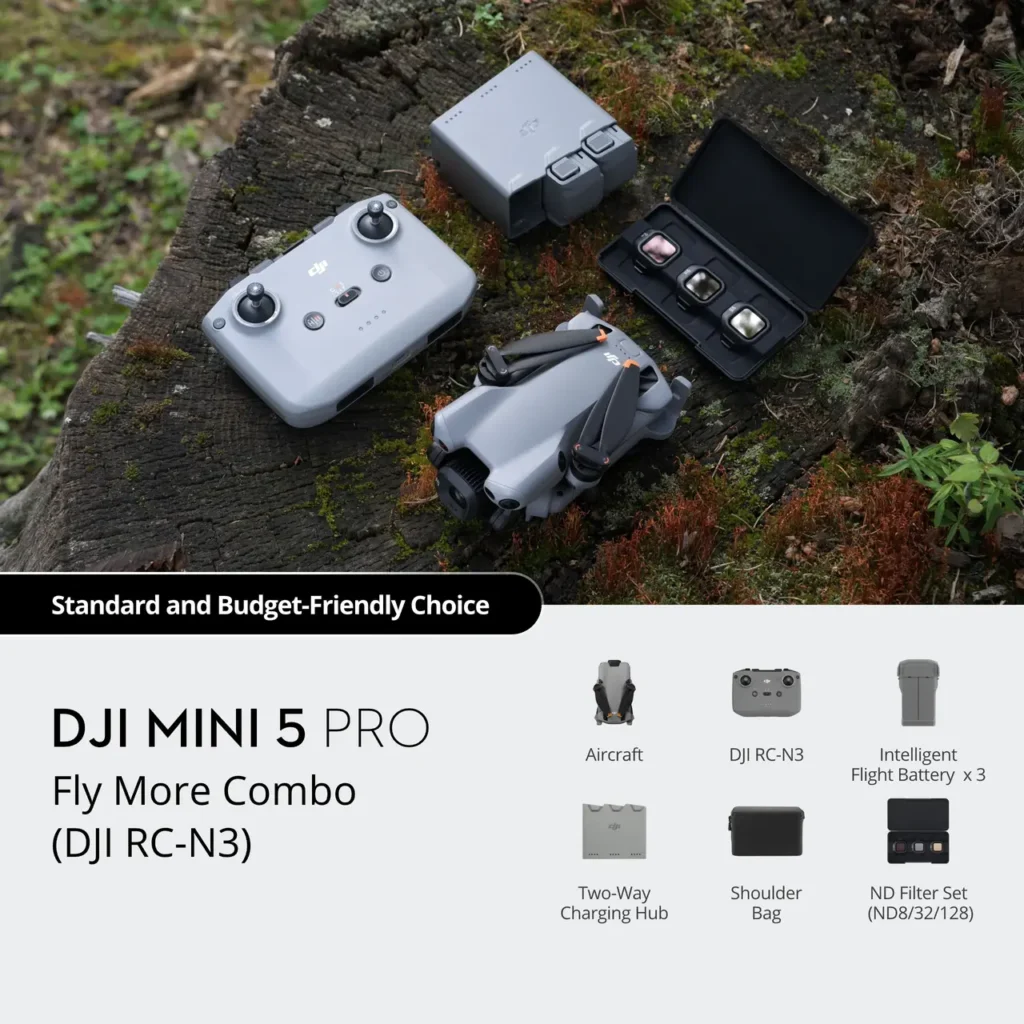DJI Mini 5 Pro Fly More Combo RC-N3 | 1-Inch 4K Drone Under 250 g